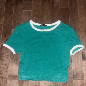 Zara Teal T-Shirt with White Accents